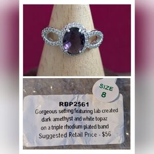 Lab-Created Amethyst and White Topaz Ring